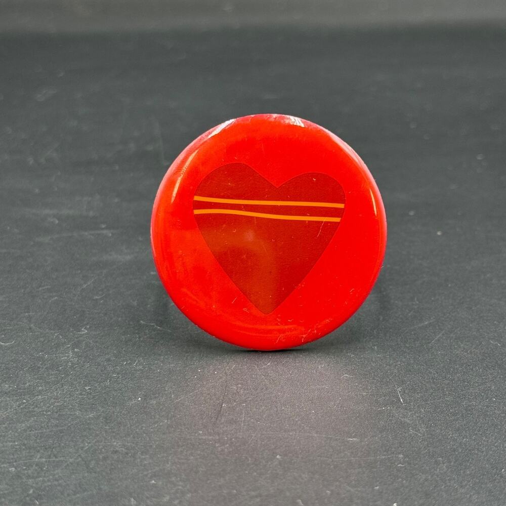 Vintage Enamel Heart Extra Large Ring Silver Tone